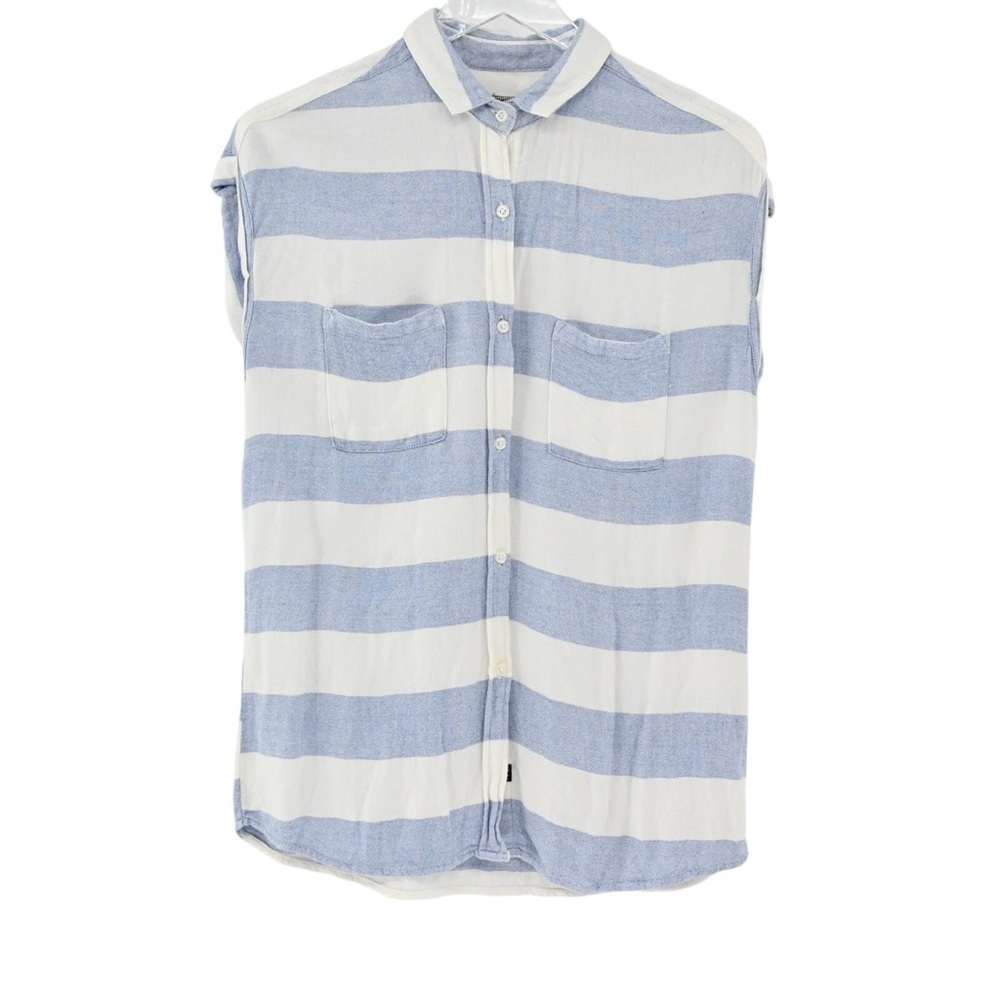 Rails Blue and White Striped Button Down Shirt